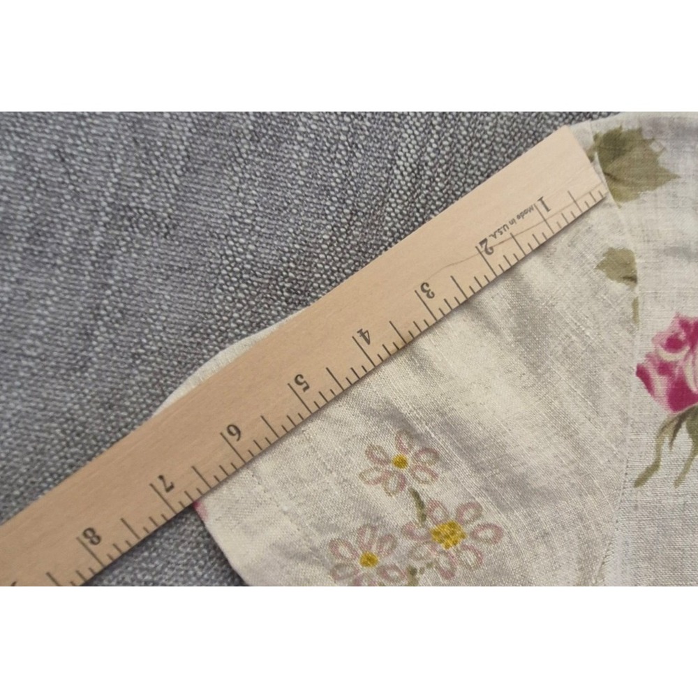 VTG Talbots Petites 12P 100% Linen floral dress cottagecore made USA Pink roses - Picture 14 of 16